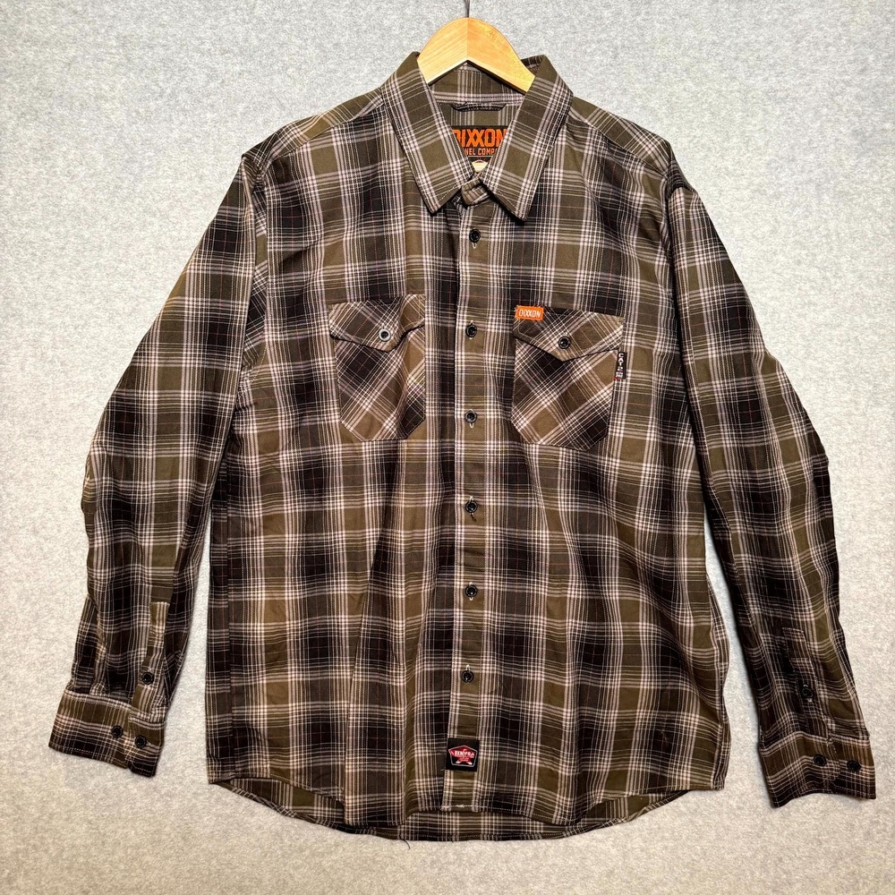 Dixxon Flannel Fire Resistant Wildland Shirt Mens XL Olive Green Plaid Button-Up
